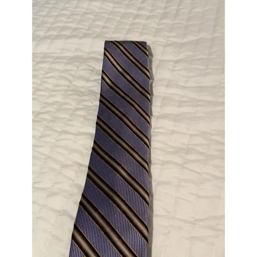 Robert Talbott Silk Tie Made USA Purple Brown Orange Striped Mens Necktie